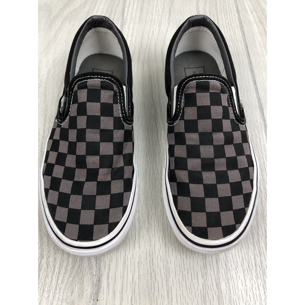 Vans Classic Slip-On Checkerboard Shoe Black & Gray Women’s 6.5 Men’s Size 5